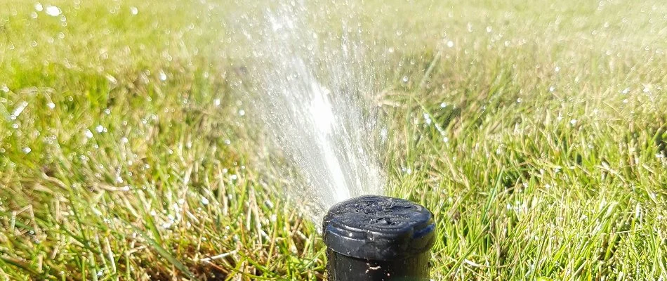 Blowing water out of a sprinkler head in Waukee, IA.