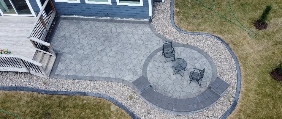 Paver patio in a backyard in Waukee, IA.