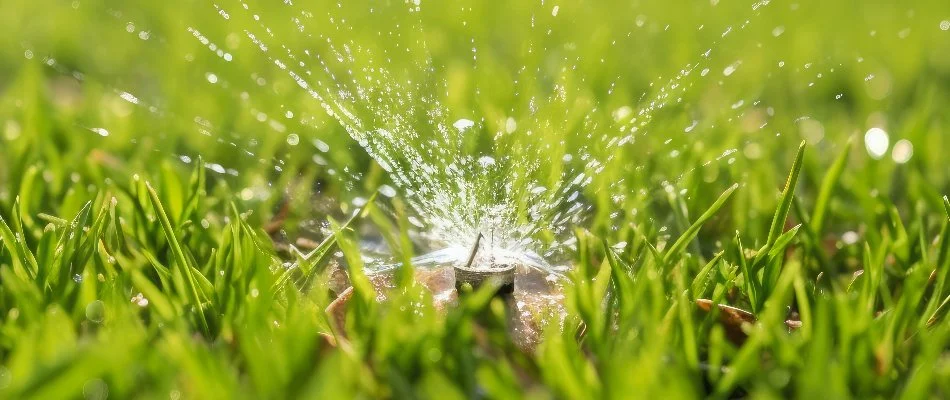 Irrigation sprinkler head in Waukee, IA, with low water pressure.
