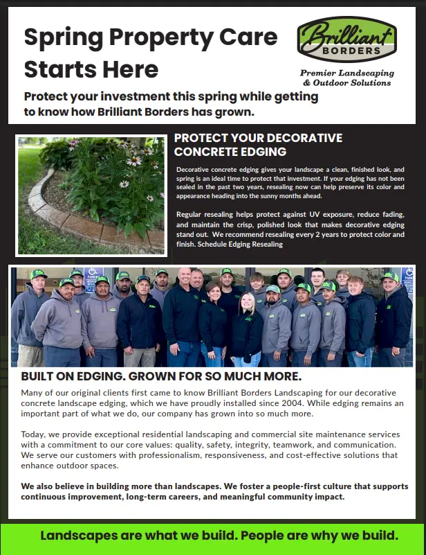 Newsletter for April 2026, for Brilliant Borders Landscaping