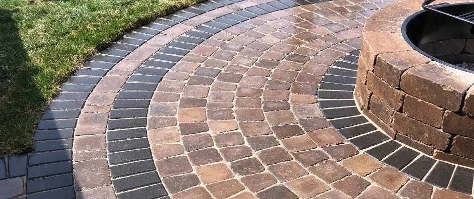 Circular patio and fire pit in De Soto, IA.