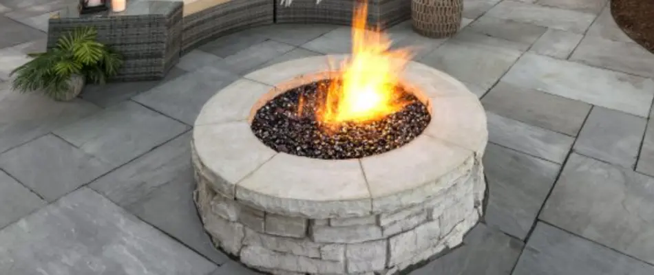 Gas-burning fire pit on a property in Waukee, IA.