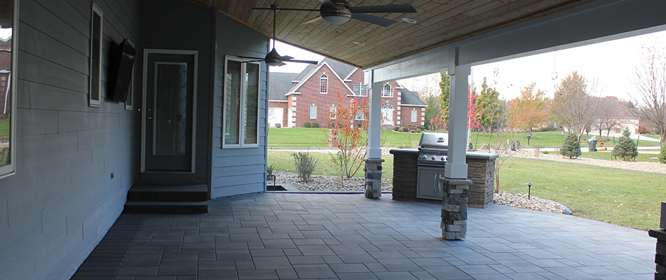 Outdoor kitchen and patio installed in Waukee, IA.