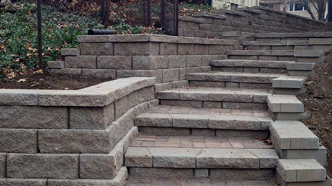 Outdoor steps built for landscape in Ankeny, IA.