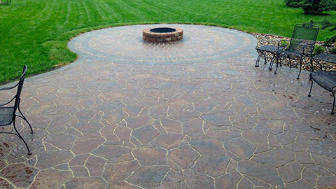 Patios built for backyard in West Des Moines, IA.
